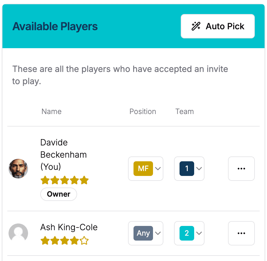 Auto Pick Teams